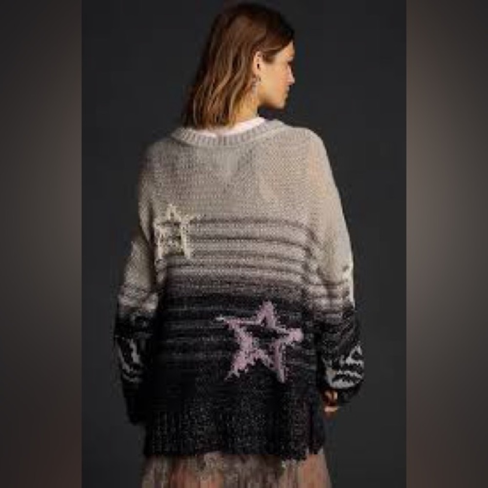 Anthropologie Pilcro ombré star sweater Sz. L - Picture 2 of 5
